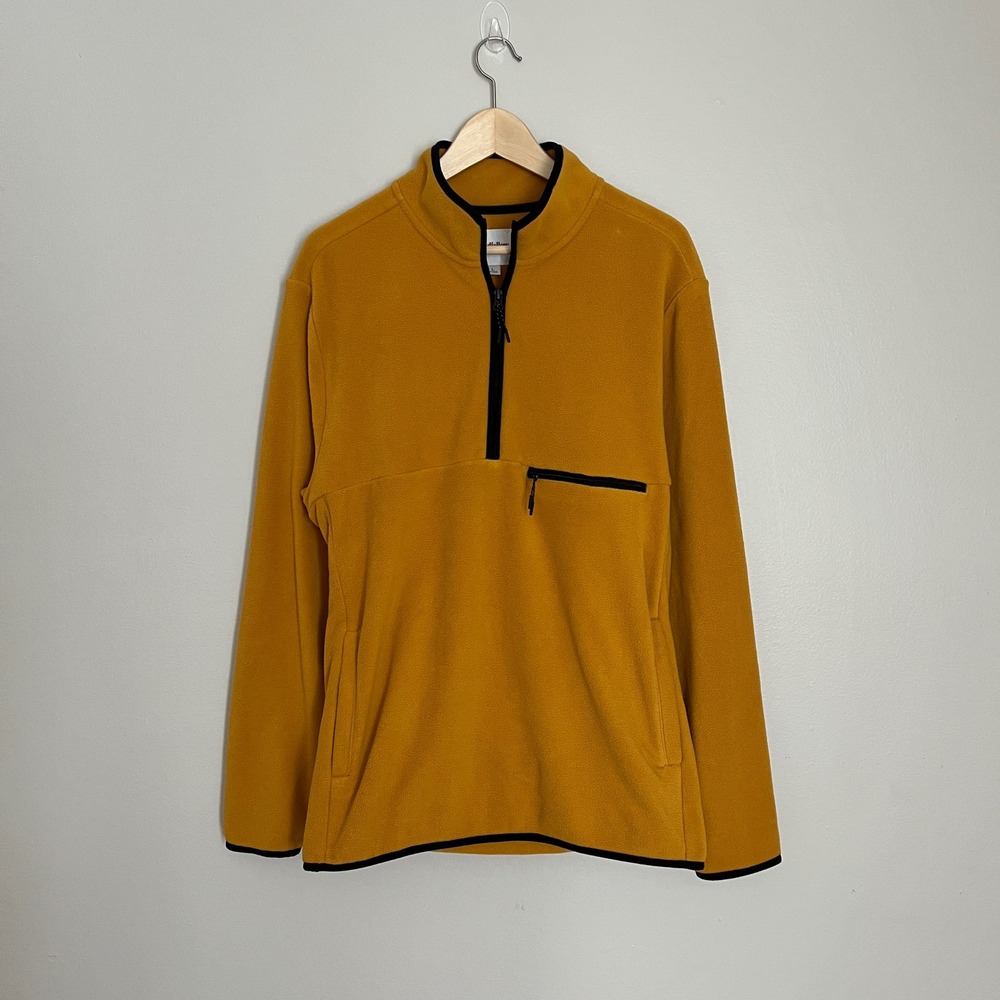 Goodfellow & Co Mens Pullover Fleece 1/4 Zip Sweater Mustard Yellow L